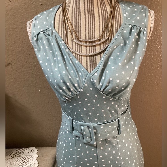 NEW VINTAGE ELEGANT BABY Blue W/Polka Dots JUMPSUIT. - Picture 6 of 16